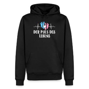 Werdende Mutter DER PULS DES LEBENS Lustig - Männer Premium Bio Hoodie - Schwarz - Vorne - Nico (187cm)