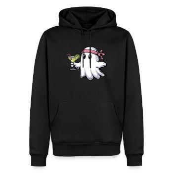 Fantôme avec verre à cocktail - Funny Cocktail Design - Sweat à capuche Premium bio Homme - noir - Devant - Nico (187cm)