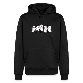 Geist & Katze – Halloween Fun - Männer Premium Bio Hoodie - Schwarz - Vorne - Nico (187cm)