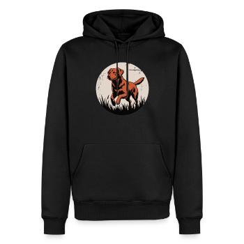 Labrador vintage – jouer dans l’herbe - Sweat à capuche Premium bio Homme - noir - Devant - Nico (187cm)