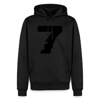 7 Nombre - Sweat à capuche Premium bio Homme - noir - Devant - Nico (187cm)