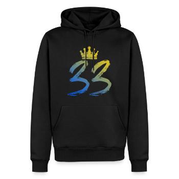 33 Zahl Krone - Männer Premium Bio Hoodie - Schwarz - Vorne - Nico (187cm)