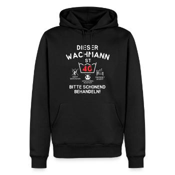 Cet agent de sécurité a 40 ans. - Sweat à capuche Premium bio Homme - noir - Devant - Nico (187cm)