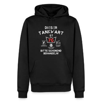 Ce pompiste a 70 ans. - Sweat à capuche Premium bio Homme - noir - Devant - Nico (187cm)
