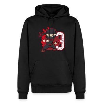 Ninja Fighter Birthday Boy 3 ans Ninjas - Sweat à capuche Premium bio Homme - noir - Devant - Nico (187cm)