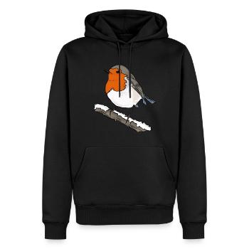Robin on branch - Men’s Premium Organic Hoodie - black - Front - Nico (187cm)