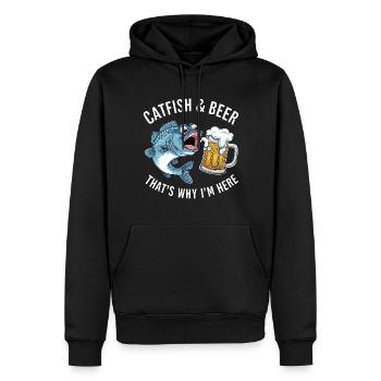 Catfish & Beer That's Why I'm Here - Männer Premium Bio Hoodie - Schwarz - Vorne - Nico (187cm)
