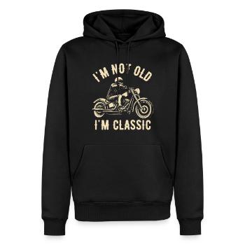 Motorrad Vintage Rentner Ruhestand Geburtstag - Männer Premium Bio Hoodie - Schwarz - Vorne - Nico (187cm)