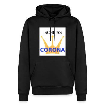 Shit Corona with crown - Men’s Premium Organic Hoodie - black - Front - Nico (187cm)