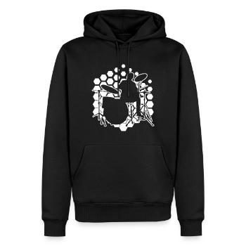 Kit de batterie pour femmes Batteur batteur masculin - Sweat à capuche Premium bio Homme - noir - Devant - Nico (187cm)