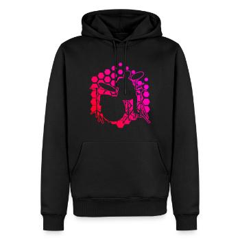 Drummer Batterie Femme Batterie Homme - Sweat à capuche Premium bio Homme - noir - Devant - Nico (187cm)
