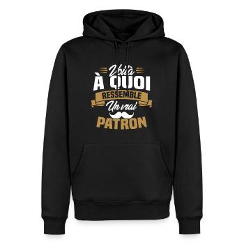 Voilà à quoi ressemble un vrai patron - Sweat à capuche Premium bio Homme - noir - Devant - Nico (187cm)