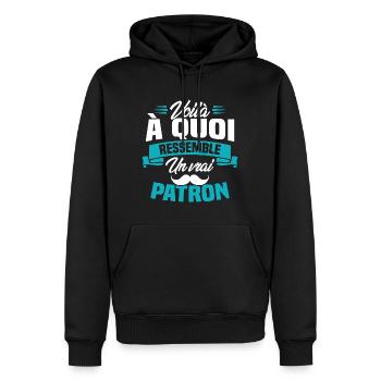 Voilà à quoi ressemble un vrai patron - Sweat à capuche Premium bio Homme - noir - Devant - Nico (187cm)