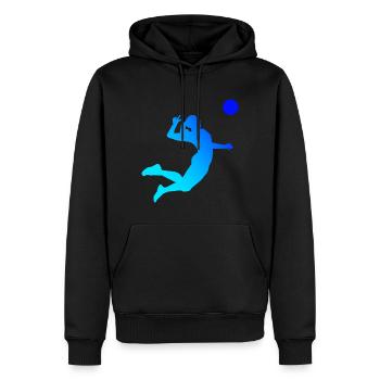 Volleyball masculin - Sweat à capuche Premium bio Homme - noir - Devant - Nico (187cm)