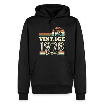 Vintage 1978 Classic, Cadeau D'anniversaire 45 Ans - Sweat à capuche Premium bio Homme - noir - Devant - Nico (187cm)