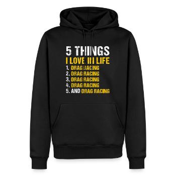 Sport 5 choses que j’aime dans la vie Course de dragster - Sweat à capuche Premium bio Homme - noir - Devant - Nico (187cm)
