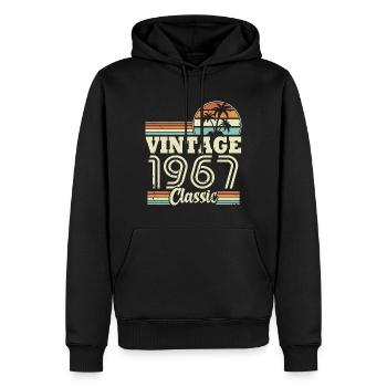 Vintage 1967 Classic, Cadeau D'anniversaire 56 Ans - Sweat à capuche Premium bio Homme - noir - Devant - Nico (187cm)