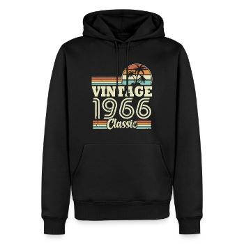 Vintage 1966 Classic, Cadeau D'anniversaire 57 Ans - Sweat à capuche Premium bio Homme - noir - Devant - Nico (187cm)