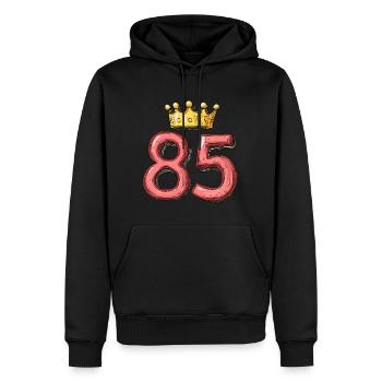85 Number Crown - Men’s Premium Organic Hoodie - black - Front - Nico (187cm)
