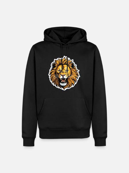 Lion Head Roar - Men’s Premium Organic Hoodie - black