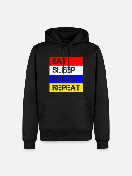 Eat Sleep Helau Repeat | Fastnacht Mainz Feiern - Männer Premium Bio Hoodie - Schwarz