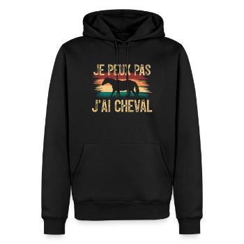 Je peux pas J'ai cheval. Cadeau chevalier. - Sweat à capuche Premium bio Homme - noir - Devant - Nico (187cm)