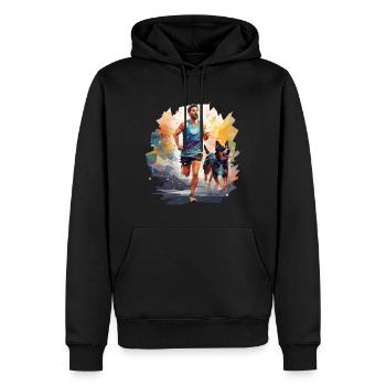 T-shirt Cool Canicross Runner dans le style polygonal - Sweat à capuche Premium bio Homme - noir - Devant - Nico (187cm)