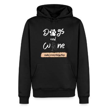 Hunde und Wein machen alles gut - Männer Premium Bio Hoodie - Schwarz - Vorne - Nico (187cm)