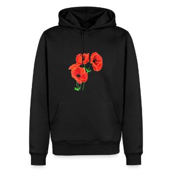 Coquelicots - Sweat à capuche Premium bio Homme - noir - Devant - Nico (187cm)