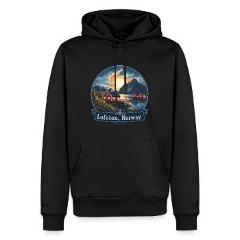 Lofoten Norway - Men’s Premium Organic Hoodie - black - Front - Nico (187cm)