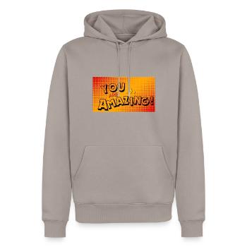 You are amazing - Sweat à capuche Premium bio Homme - taupe - Devant - Nico (187cm)