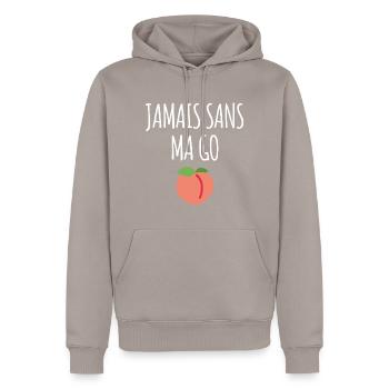 Jamais sans ma go - Sweat à capuche Premium bio Homme - taupe - Devant - Nico (187cm)