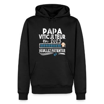 Papa Viticulteur 2023 Viticulture Métier Humour - Sweat à capuche Premium bio Homme - noir - Devant - Nico (187cm)