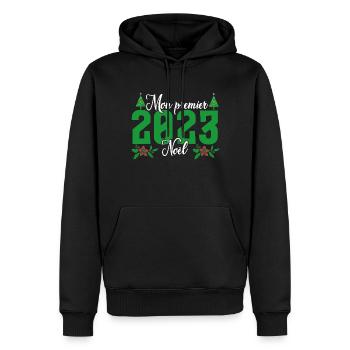 Mon Premier Noel 2023 - Sweat à capuche Premium bio Homme - noir - Devant - Nico (187cm)
