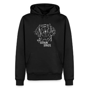 Loved by a German Spaniel dog saying Wilsigns - Men’s Premium Organic Hoodie - black - Front - Nico (187cm)