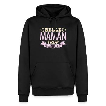 Belle maman trop géniale. cadeau belle maman. mère - Sweat à capuche Premium bio Homme - noir - Devant - Nico (187cm)