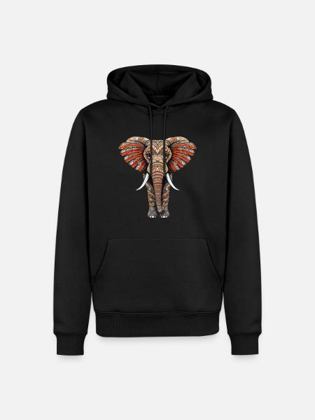 Elephant with African pattern no3 - Men’s Premium Organic Hoodie - black