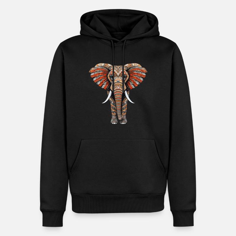 Elephant with African pattern no3 - Männer Premium Bio Hoodie - Schwarz