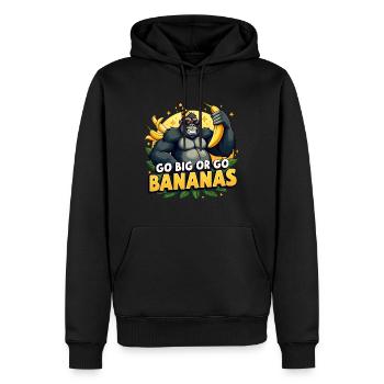 Go Big or Go Bananas - Gorilla Design - Männer Premium Bio Hoodie - Schwarz - Vorne - Nico (187cm)