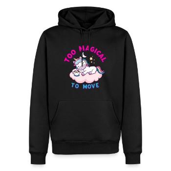 Sleeping unicorn with rainbow design - Men’s Premium Organic Hoodie - black - Front - Nico (187cm)
