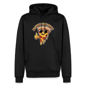 Fun pizza with sunglasses and thumbs up - Men’s Premium Organic Hoodie - black - Front - Nico (187cm)