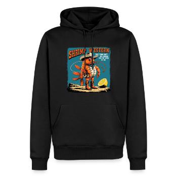 Western Shrimp - Fun Cowboy Shrimp Look - Men’s Premium Organic Hoodie - black - Front - Nico (187cm)