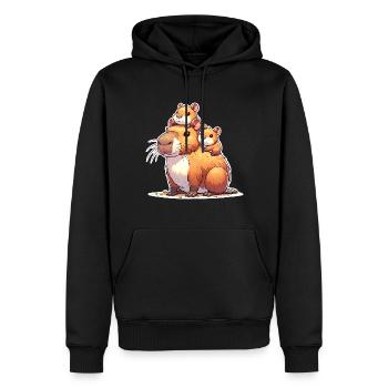 Capybara Maman Fils Fille Enfants - Sweat à capuche Premium bio Homme - noir - Devant - Nico (187cm)