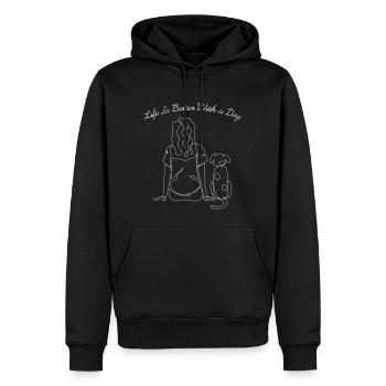 HUNDE BEDRE HUNDE KÆLEDYR HUND ELSKER WAU MOTIV - Herre Premium økologisk hoodie - sort - Foran - Nico (187cm)