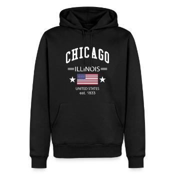 Chicago - Sweat à capuche Premium bio Homme - noir - Devant - Nico (187cm)