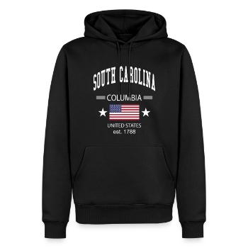 South Carolina - Männer Premium Bio Hoodie - Schwarz - Vorne - Nico (187cm)