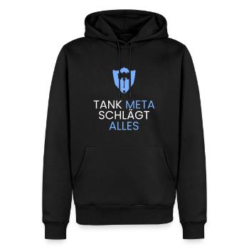 Tank Meta gewinnt - Männer Premium Bio Hoodie - Schwarz - Vorne - Nico (187cm)