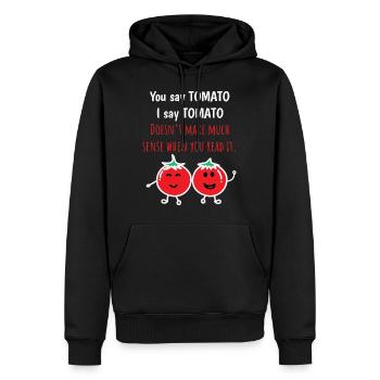 Chemise tomate Tu dis tomate Je dis drôle tee - Sweat à capuche Premium bio Homme - noir - Devant - Nico (187cm)