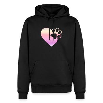 Mignon Coeur Paw Print design Drôle cadeau d’amour pour - Sweat à capuche Premium bio Homme - noir - Devant - Nico (187cm)