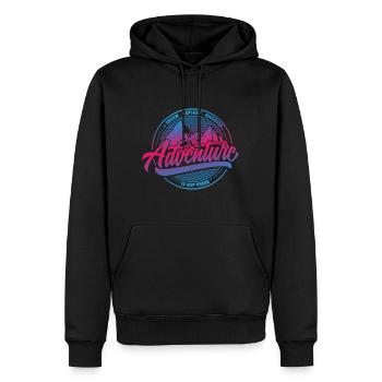 Dream Explore Discover Adventure Is Out There bp - Men’s Premium Organic Hoodie - black - Front - Nico (187cm)